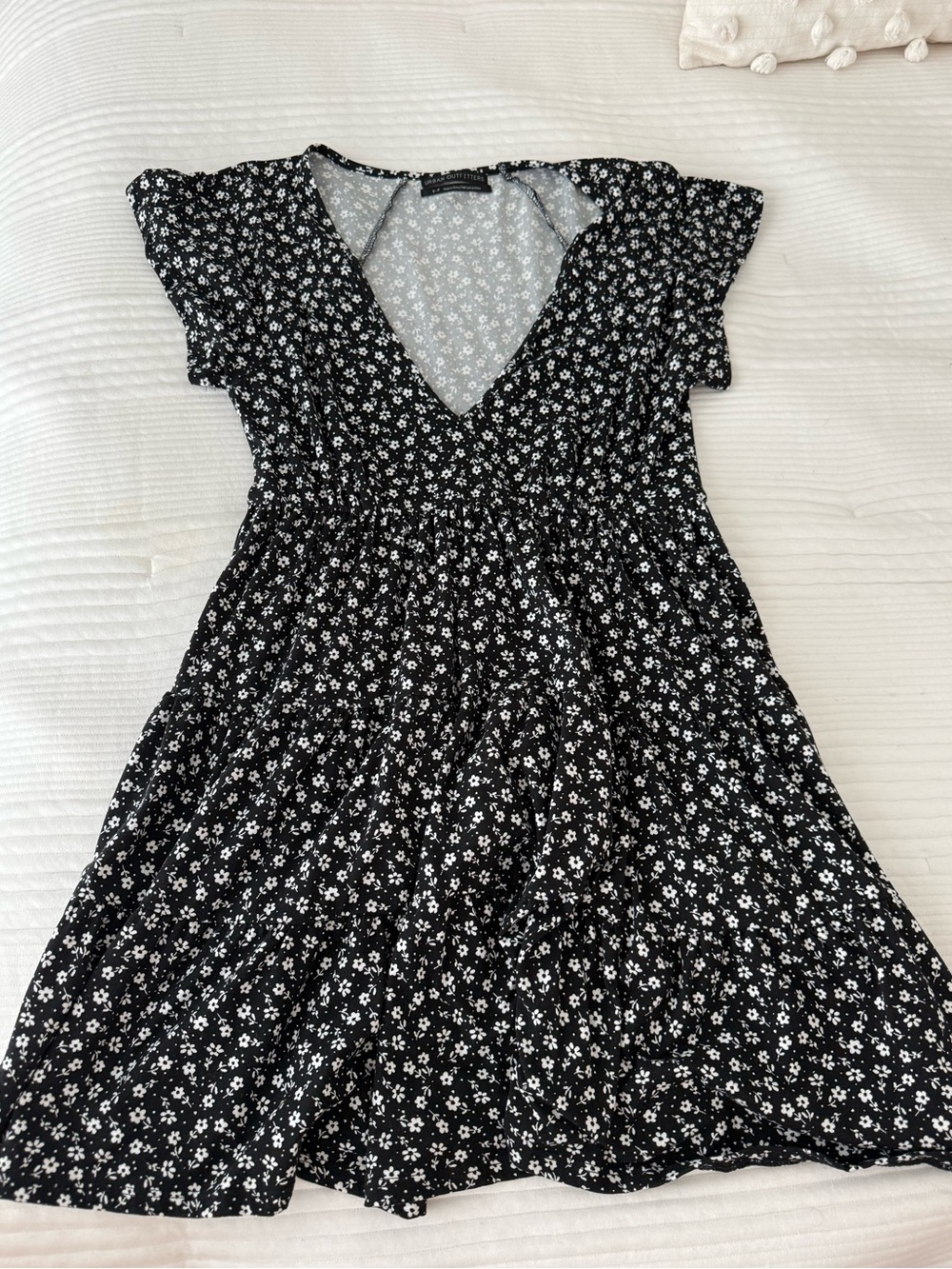 Urban Outfitters Black Floral V-Neck Summer Dress